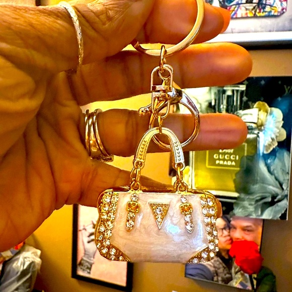 Accessories - NWOT Gold and Cream Mini Handbag Bag-charm Keychain